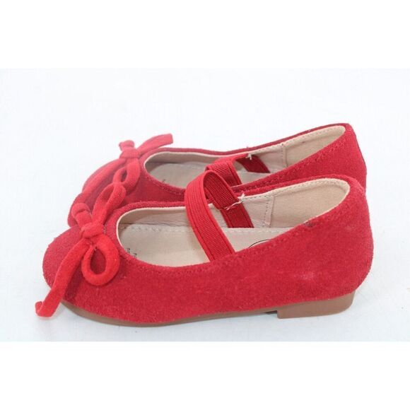 Sweet Honey Red Ballet Flats Suede Bow Toe Sz 4 Infant Shoes - Picture 8 of 10